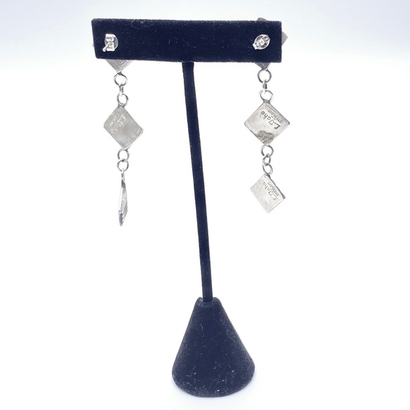 Diné (Navajo) Sterling Silver Drop Link Earrings— Artist Leander Tahe  — EUC - Picture 2 of 4